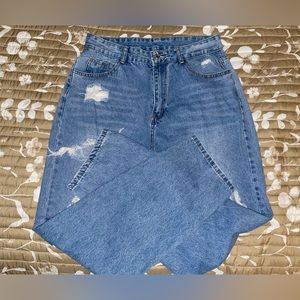 Shein‎ distressed high rise mom jeans